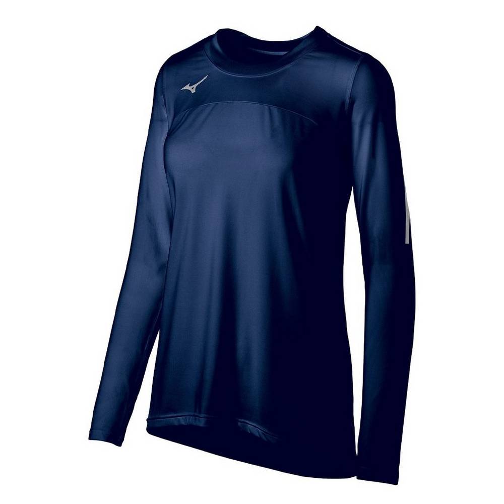 Mizuno Techno VII Long Sleeve - Bayan Forma - Lacivert Türkiye (OGJKPE-612)